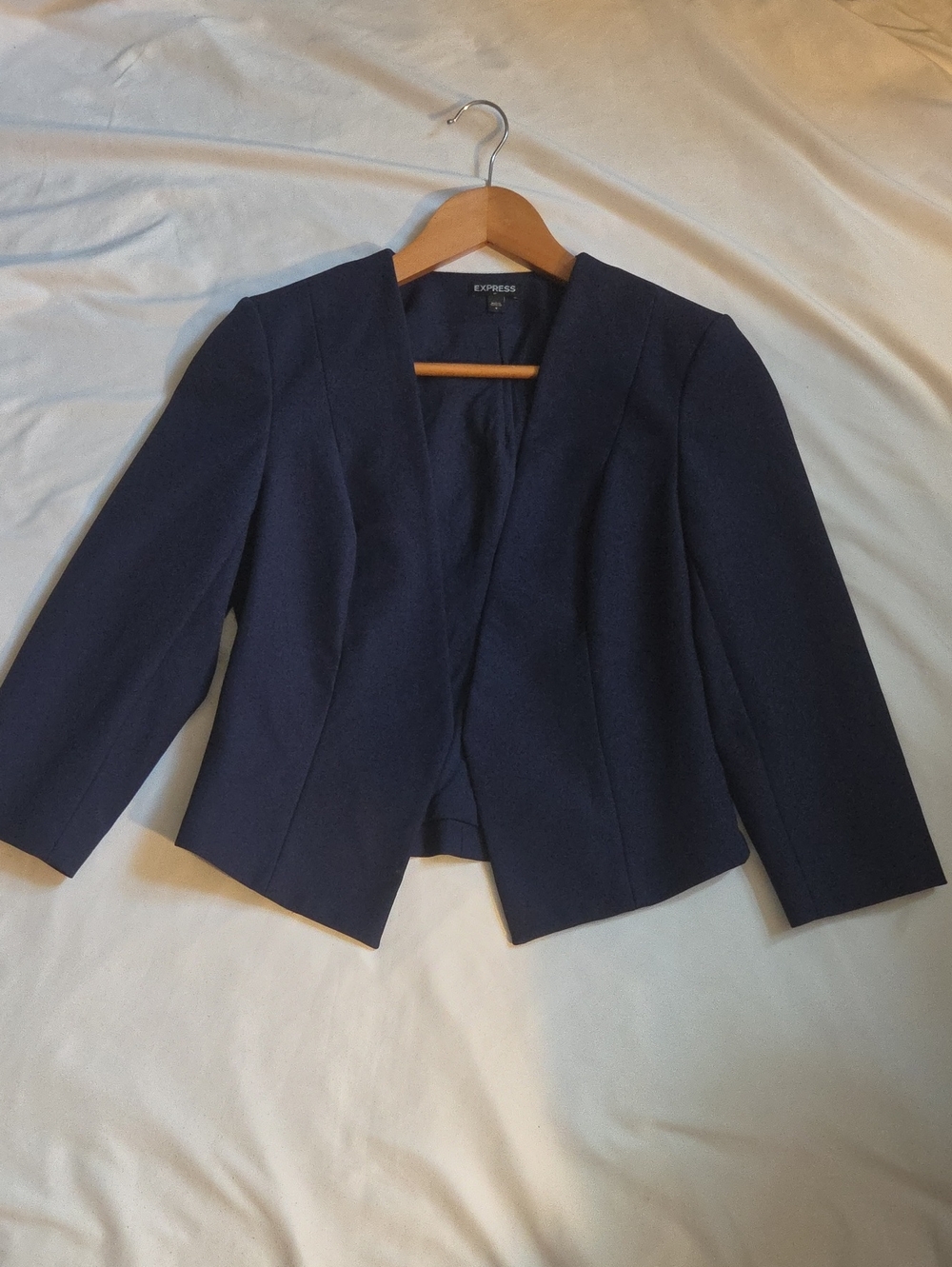 Express Navy Collarless Open-Front Blazer Jacket